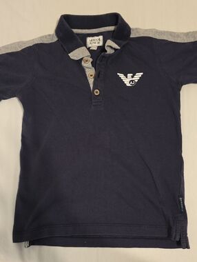 Armani Junior Navy Polo with Gray Accents